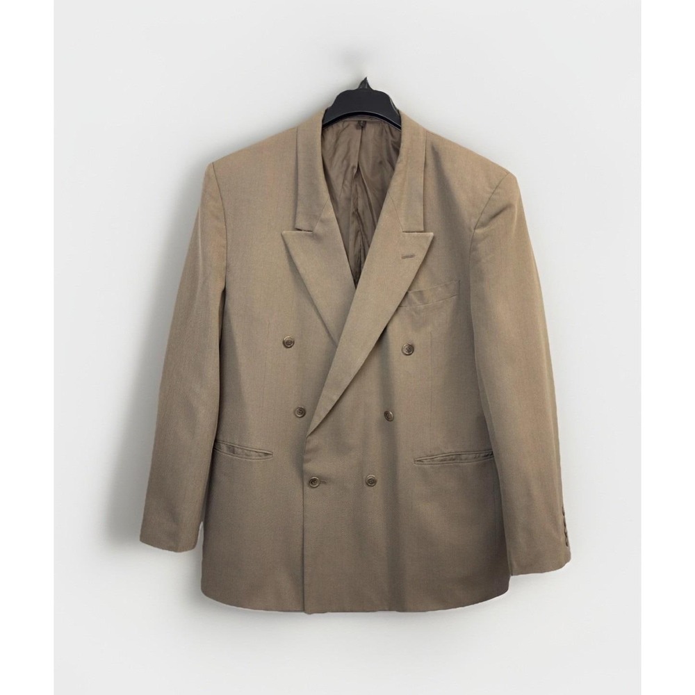 Bonelli Double Breasted‎ Jacket Mens 44R Blazer Brown Peak Collar Pinpoint